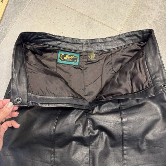 Calliope Leather Works Black Leather Skirt Women’s Size 10 A-Line Pockets Lined - Picture 9 of 9
